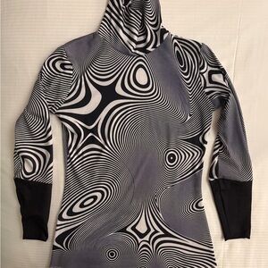 Mondo Guerra Black and White Striped Mock Neck Top